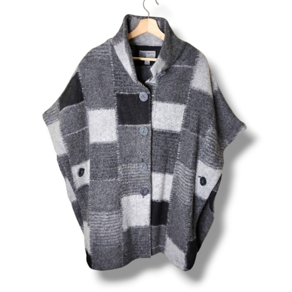 Habitat Black White Patchwork Knit Poncho M